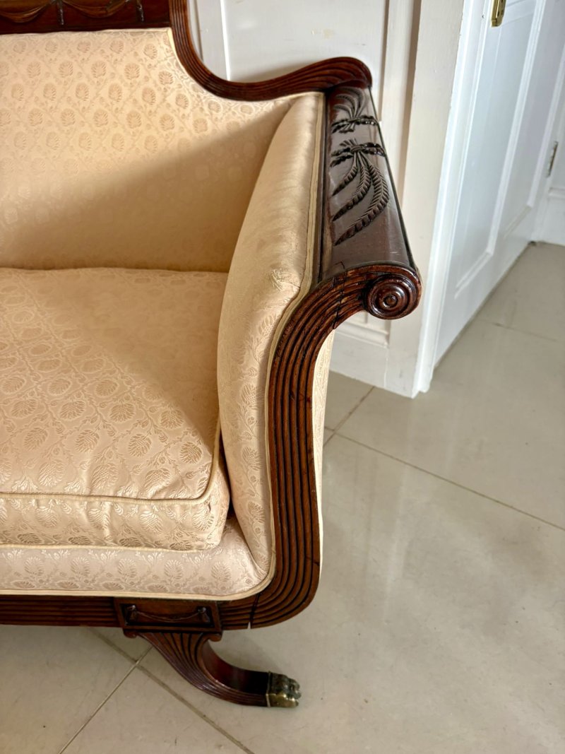 Quality Antique Victorian Regency Style Mahogany Carved Sofa